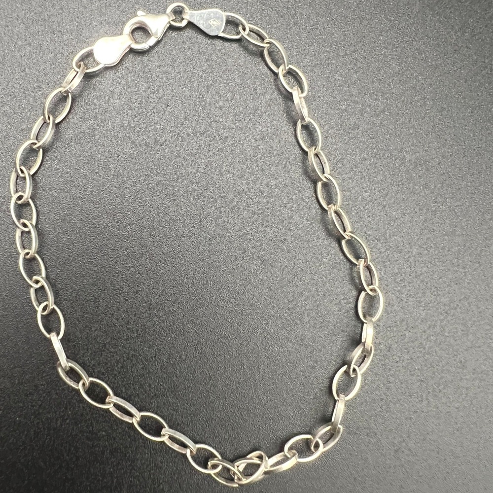 Sterling Silver Anklet P.LUX Italy Anti Tarnish Oval Rolo Link Chain9 in 5.25g
